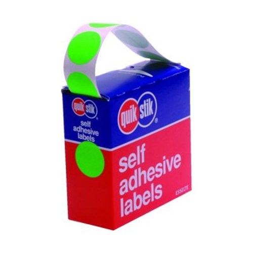 Quik Stik DSPMC24 Labels Circular 24mm Fluoro Green Pack of 350